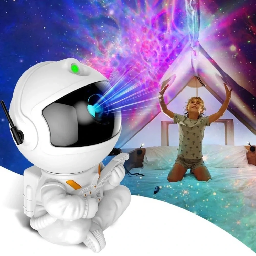 White Astronaut Night Light Projector - Cosmic Star Effects